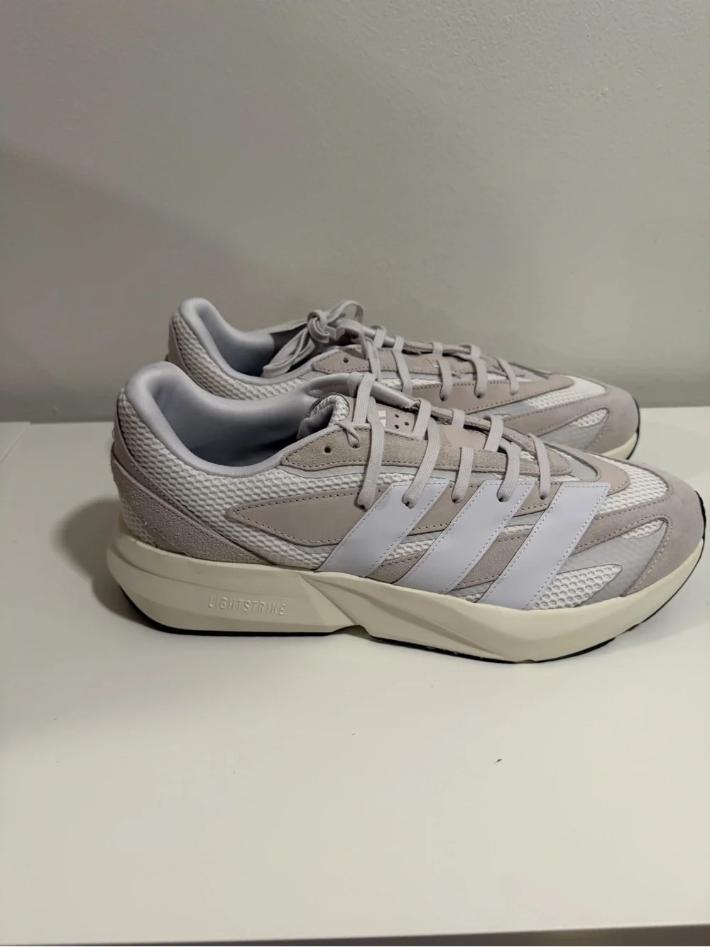 adidas Neutral Beige and White Lightblaze Trainers size 12.5
